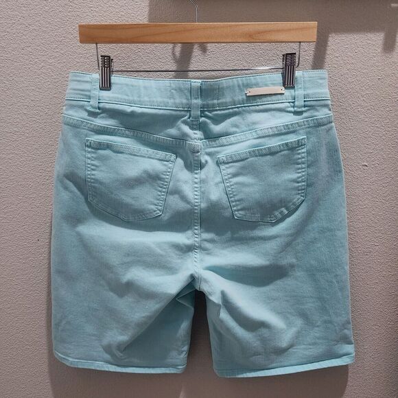 Soft Surroundings Stretch High Rise Bermuda Shorts Blue Denim Women's Sz M - Picture 4 of 10